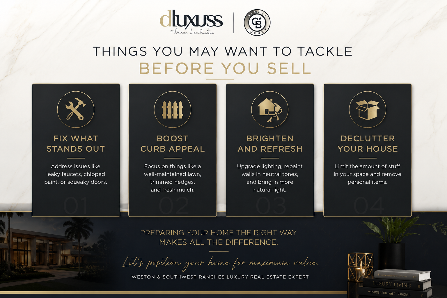 Luxury home selling preparation tips for homeowners in Weston and Southwest Ranches Florida