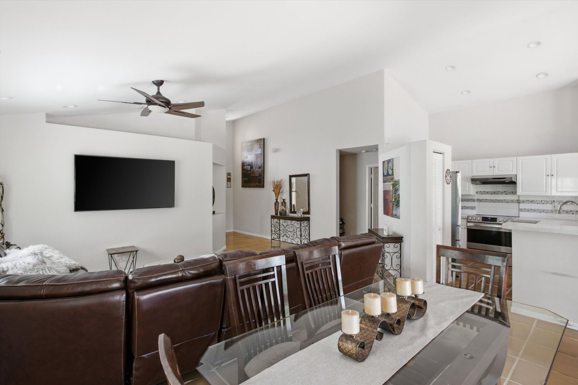 Neutral, light-filled living room in a Weston FL long-term rental property