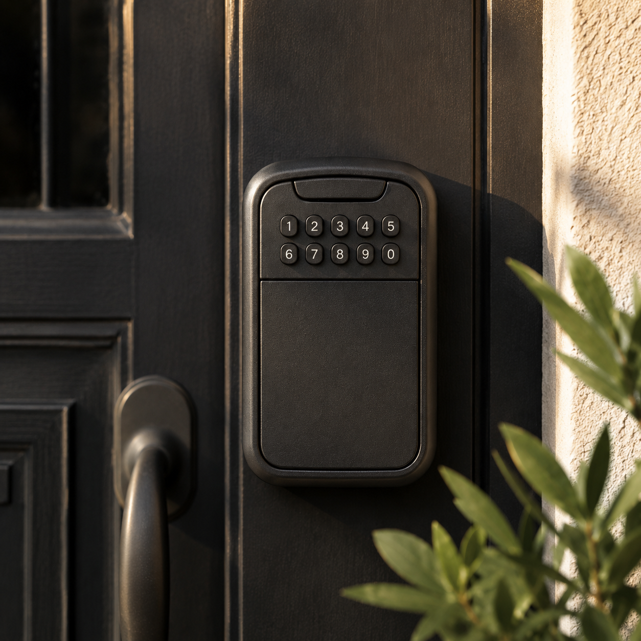 Keyless entry lock box on a registered Weston FL vacation rental front door