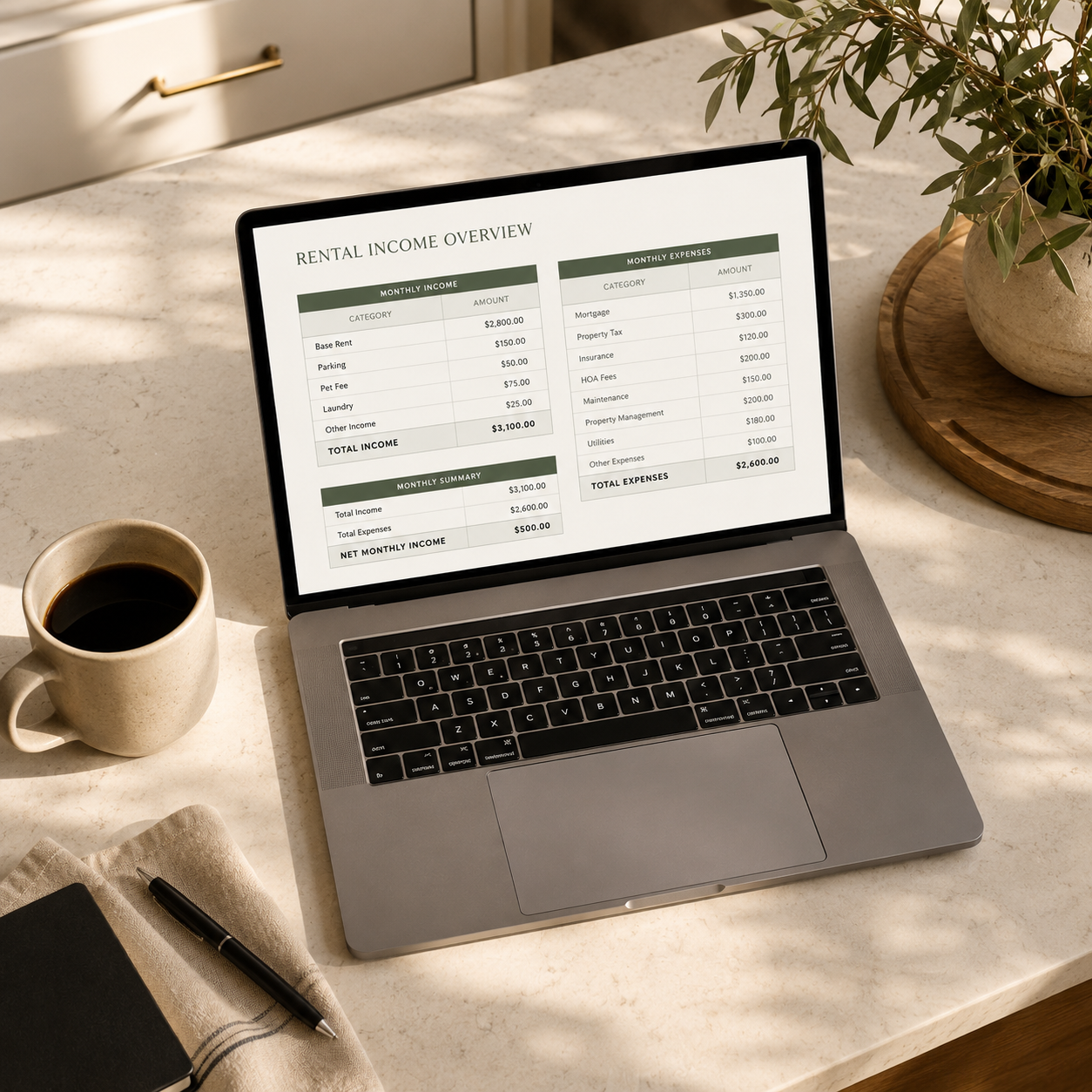 Investor reviewing rental income projections for a Weston FL property