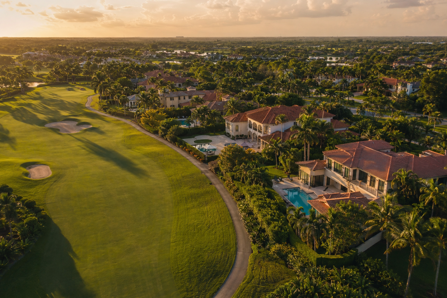 Weston Hills Country Club homes for sale lining a golf fairway in Weston, FL