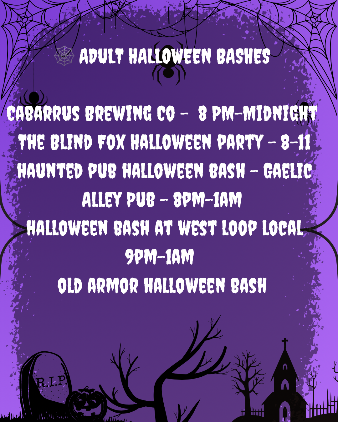 adult halloween parties in kannapolis and concord