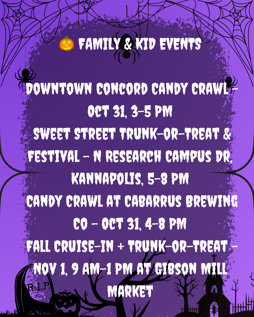 halloween kid events in concord and kannapolis