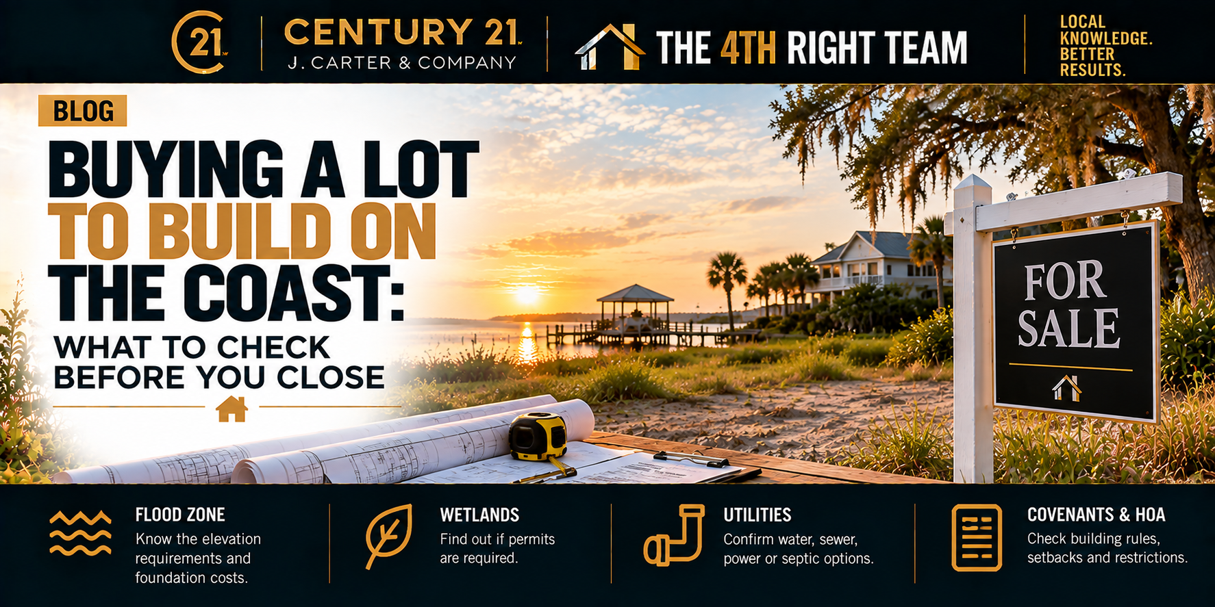 Mississippi Gulf Coast lot for sale with blueprints and building plans, highlighting flood zones, wetlands, utilities, septic or sewer access, and HOA or covenant requirements to check before buying land.