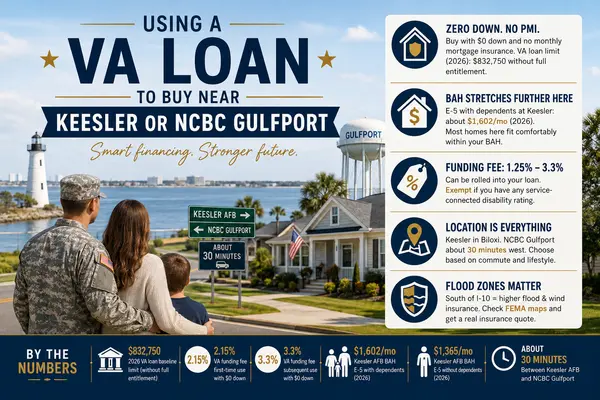 feature image of Using a VA Loan to Buy Near Keesler or NCBC Gulfport