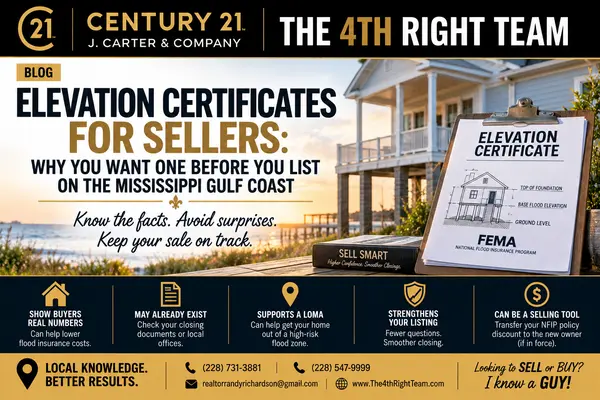 feature image of Elevation Certificates for Sellers: Why You Want One Before You List on the Mississippi Gulf Coast