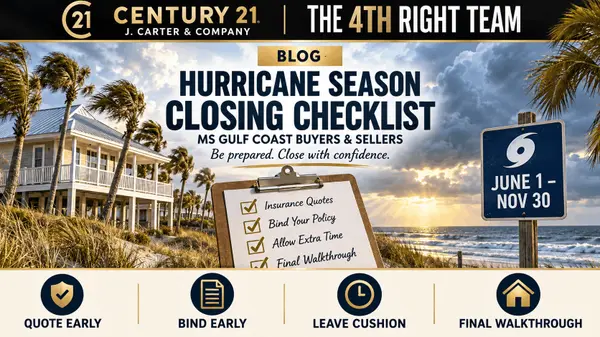 feature image of Hurricane Season Closing Checklist for Mississippi Gulf Coast Buyers and Sellers
