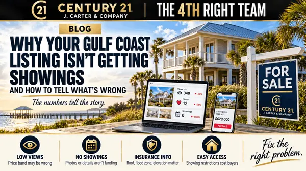 feature image of Why Your Gulf Coast Listing Isn't Getting Showings (and How to Tell What's Wrong)