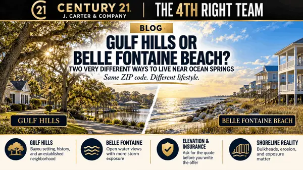 feature image of Gulf Hills and Belle Fontaine Beach: Two Very Different Ways to Live Near Ocean Springs