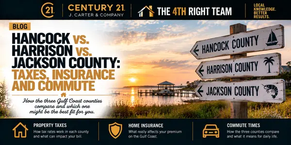 feature image of Hancock vs. Harrison vs. Jackson County: Taxes, Insurance and Commute