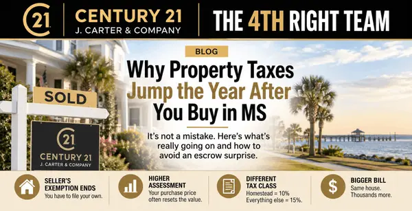 feature image of Why Property Taxes Jump the Year After You Buy in MS