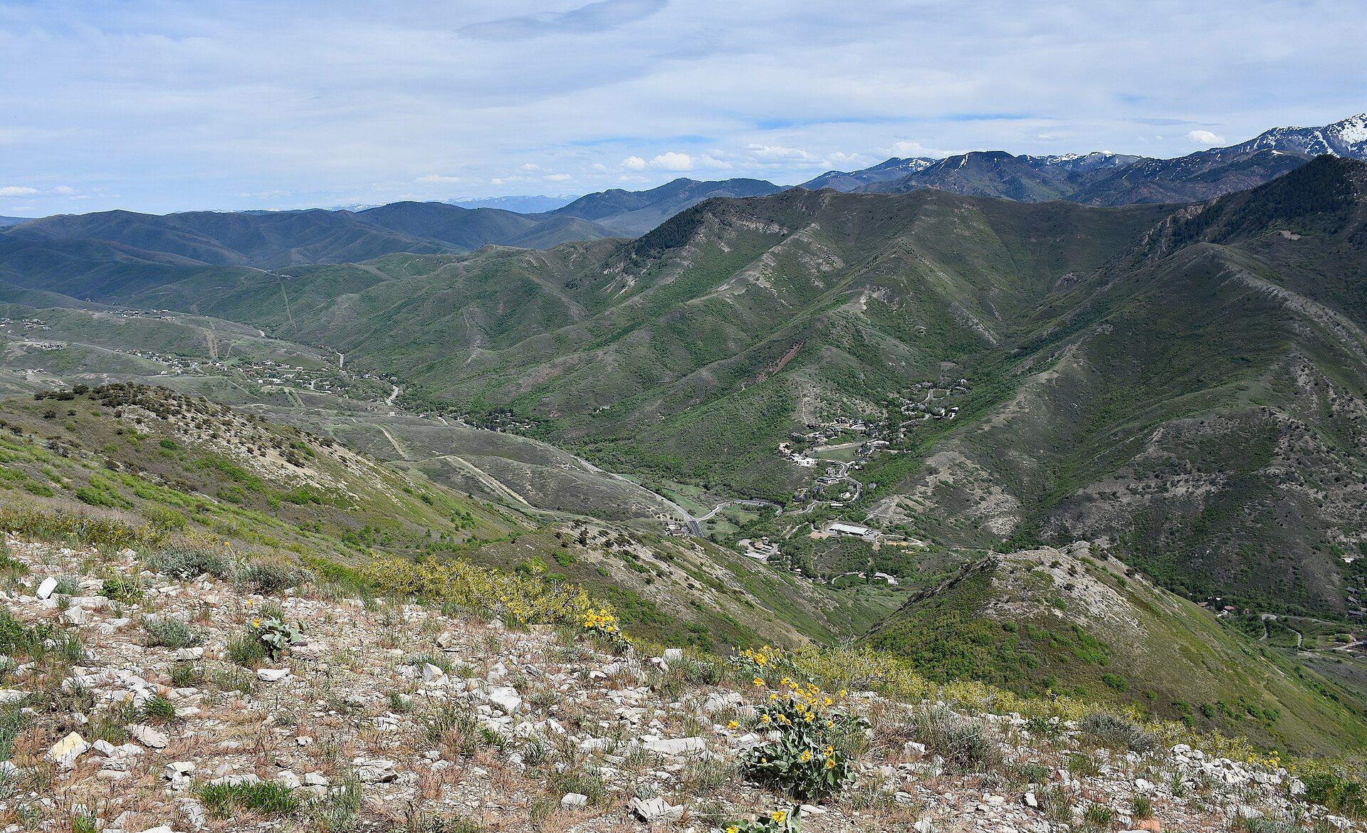 Emigration Canyon, Utah, seen from Mount Wire with the Wasatch Mountains behind