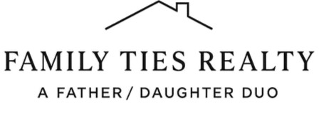 logo for Family Ties Realty featuring a modern black and white style logo