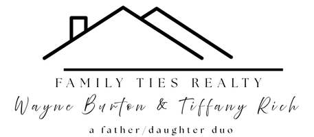 logo for Family Ties Realty featuring a modern black and white style logo