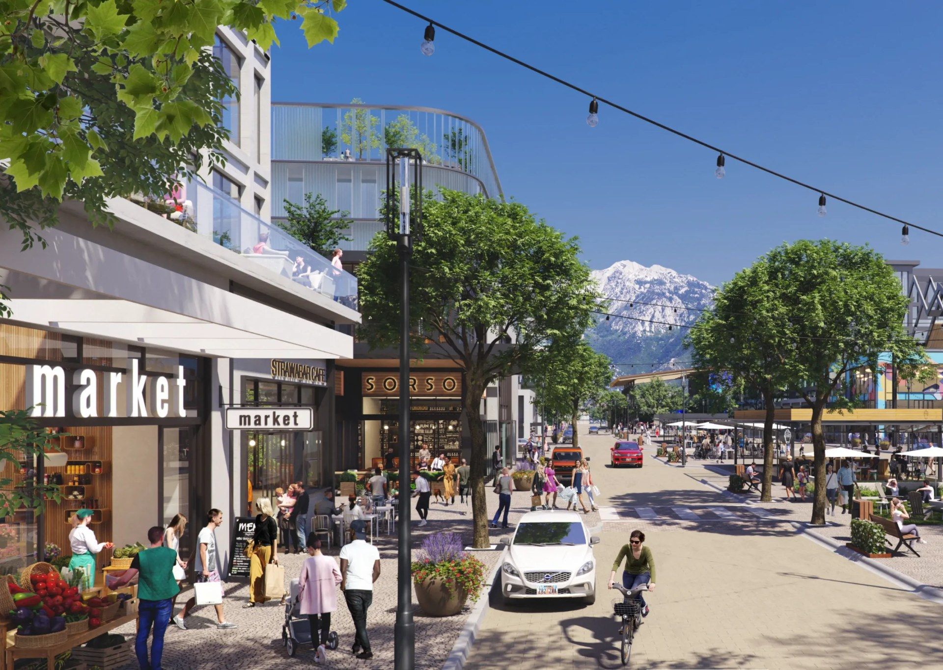 Rendering of The Promenade, the walkable main street planned at The Point in Draper, Utah