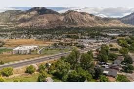 Harrisville, Utah aerial view with Wasatch Mountains