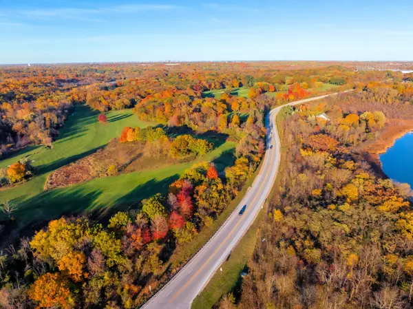 Aerial view of Whitnall Park in fall, Franklin WI real estate area