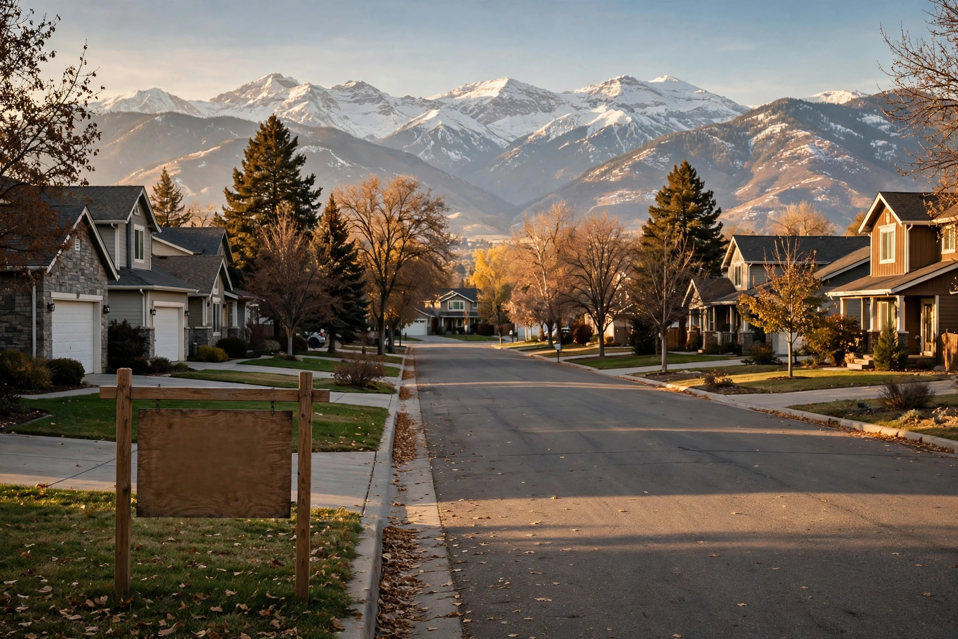 Wasatch Front neighborhood in autumn — Utah single-family prices holding as national sales volume hits a record low