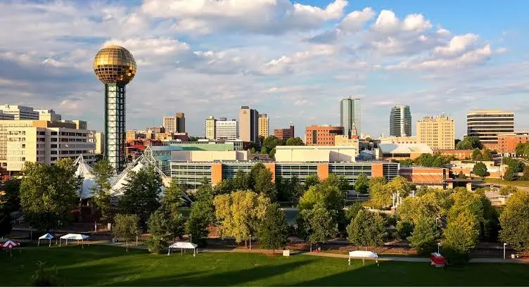 Downtown Knoxville TN skyline and Tennessee River