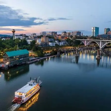Downtown Knoxville TN skyline and Tennessee River