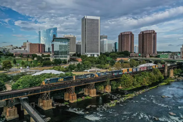 skyline with train