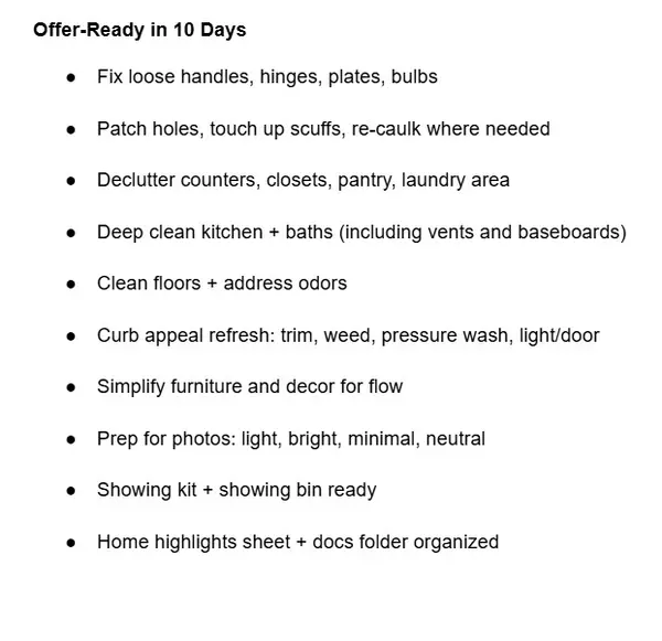 Getting Your Home Offer-Ready in 10 Days | Practical Seller Checklist