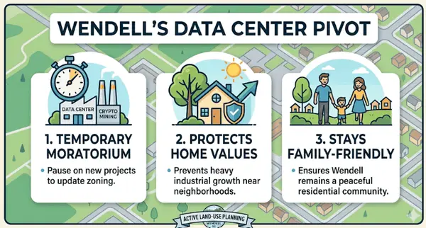 The Big Town Pivot: The Data Center Moratorium & What It Means for Wendell Home Values