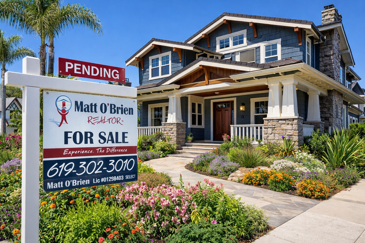 Exterior view of a craftsman style house in a San Diego neighborhood during the spring season for the week ending April 5 2026