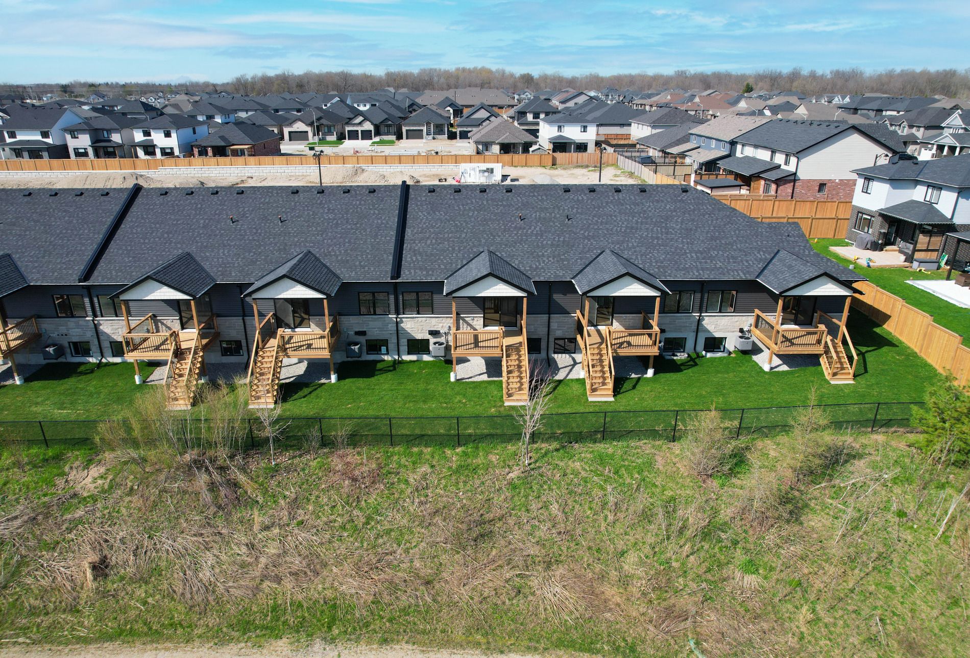 Aerial view of Pine Ridge Crossing townhomes in Elmira