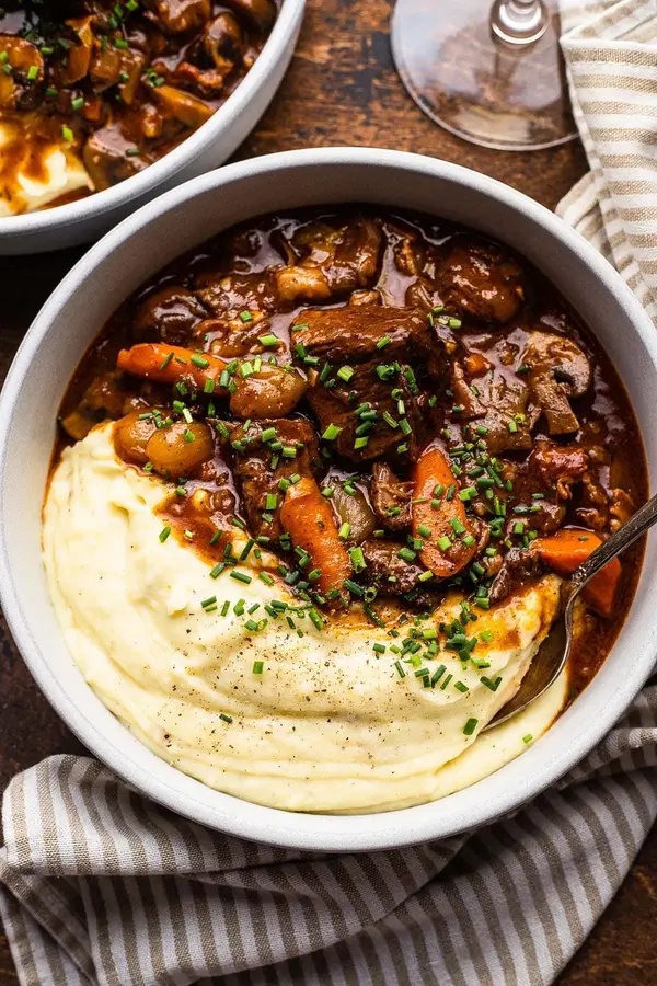 Classic Beef Bourguignon with Red Wine & Herb-Infused Gravy