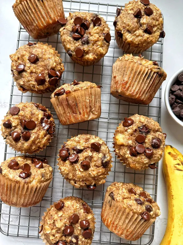 Greek Yogurt Chocolate Chip Oatmeal Muffins