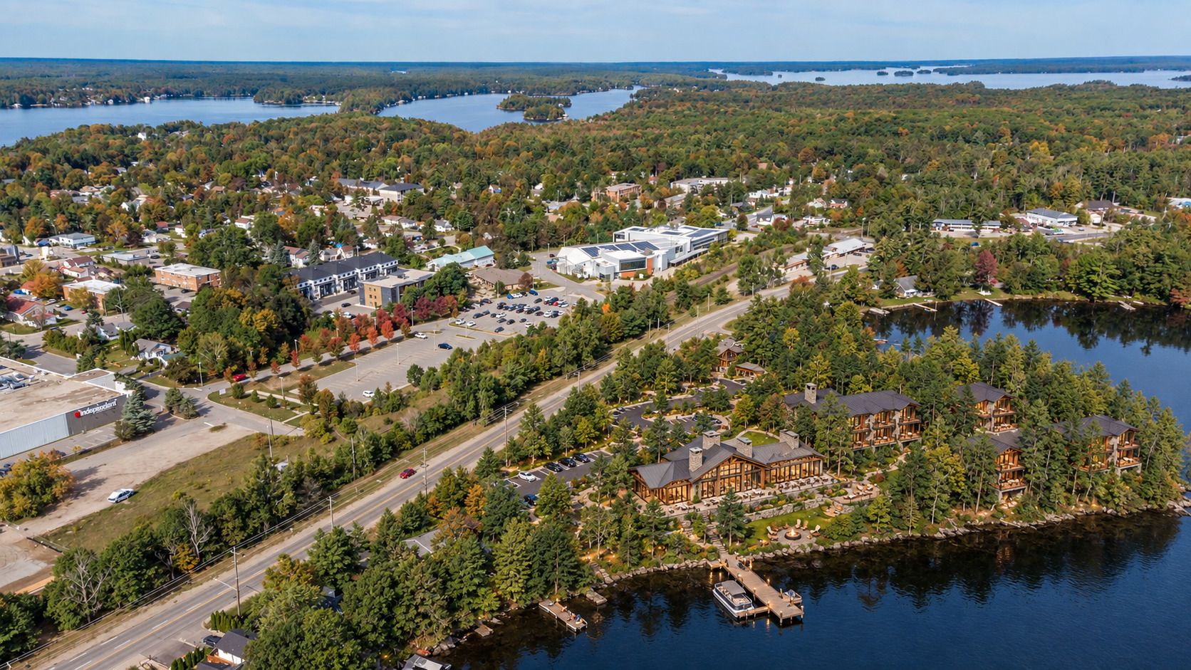 Conceptual rendering of a boutique resort or lodge on the Gull Lake shoreline