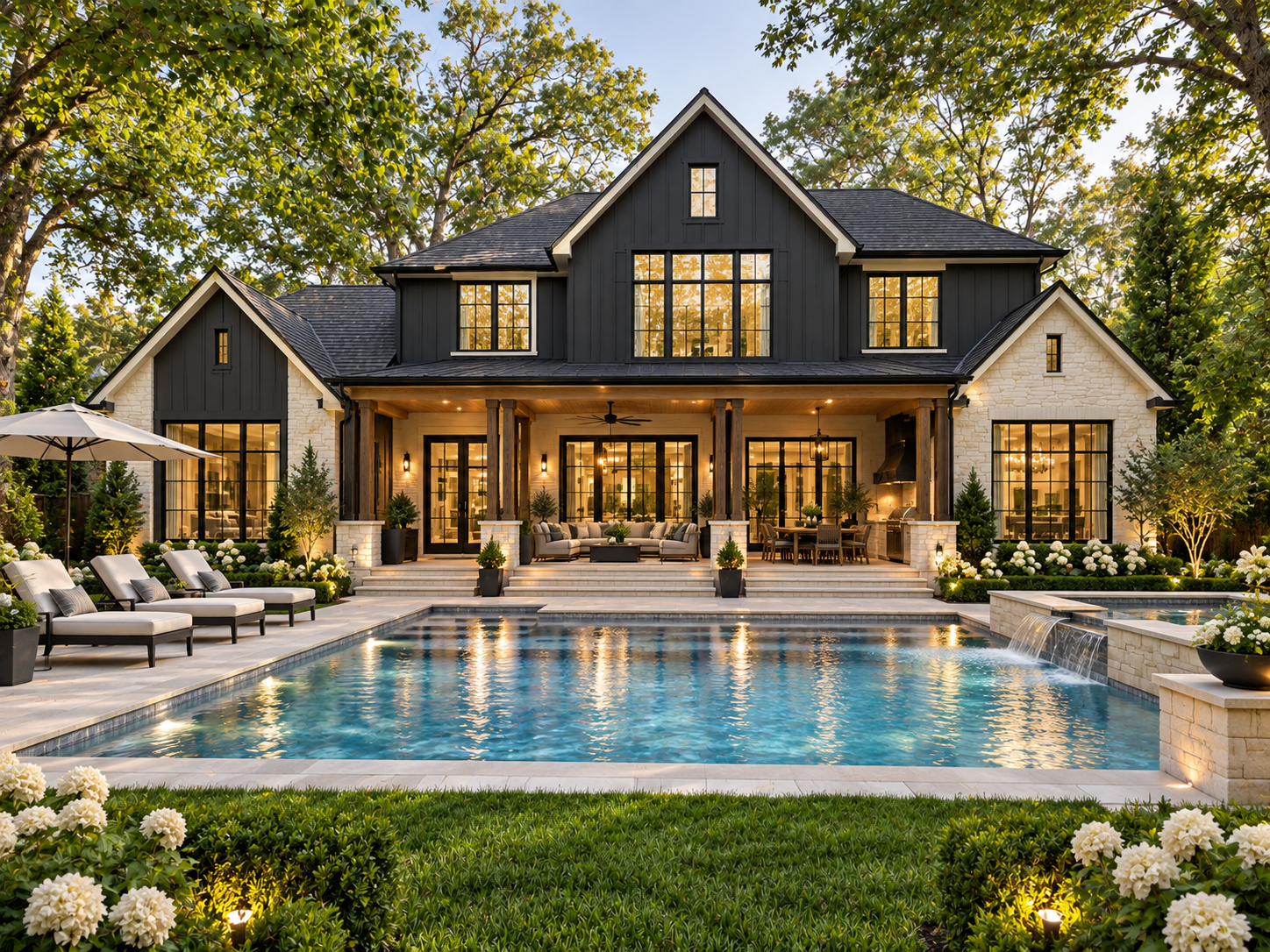 Rear elevation and pool