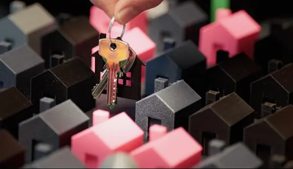 Pink black homes with keys