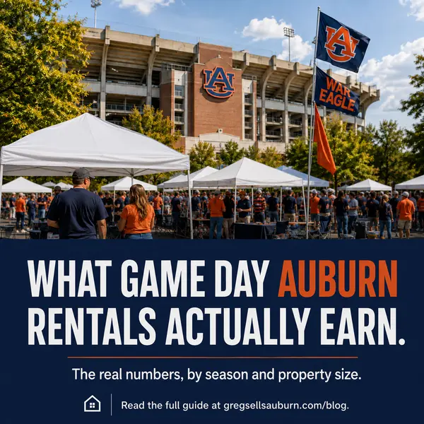 feature image of Game Day Rental Income in Auburn, AL: What the Data Shows