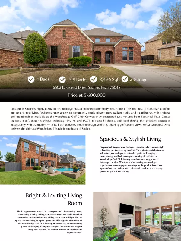 Dream Home in Sachse: Golf Course Views, Saltwater Pool & Spacious 4-Bedroom Design