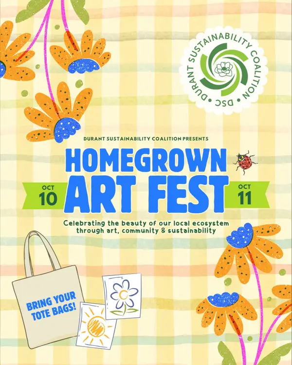 feature image of Celebrate Local Creativity & Nature at Durant’s First Homegrown Art Fest!