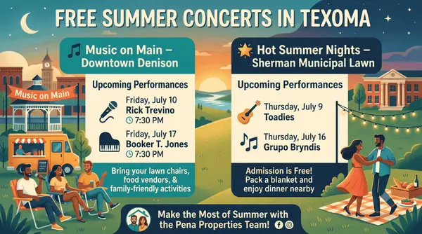 feature image of Free Summer Concerts in Texoma: Music on Main & Hot Summer Nights