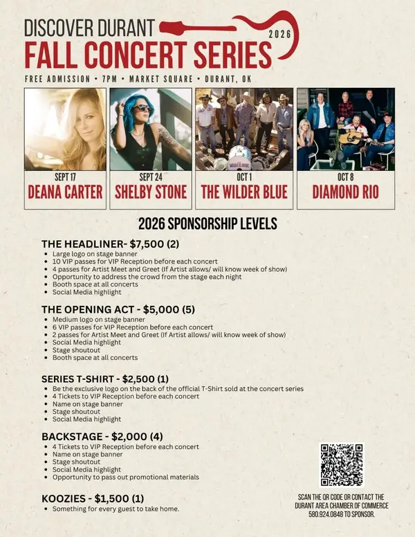 Discover Durant Fall Concert Series 2026: Live Music Under the Oklahoma Sky