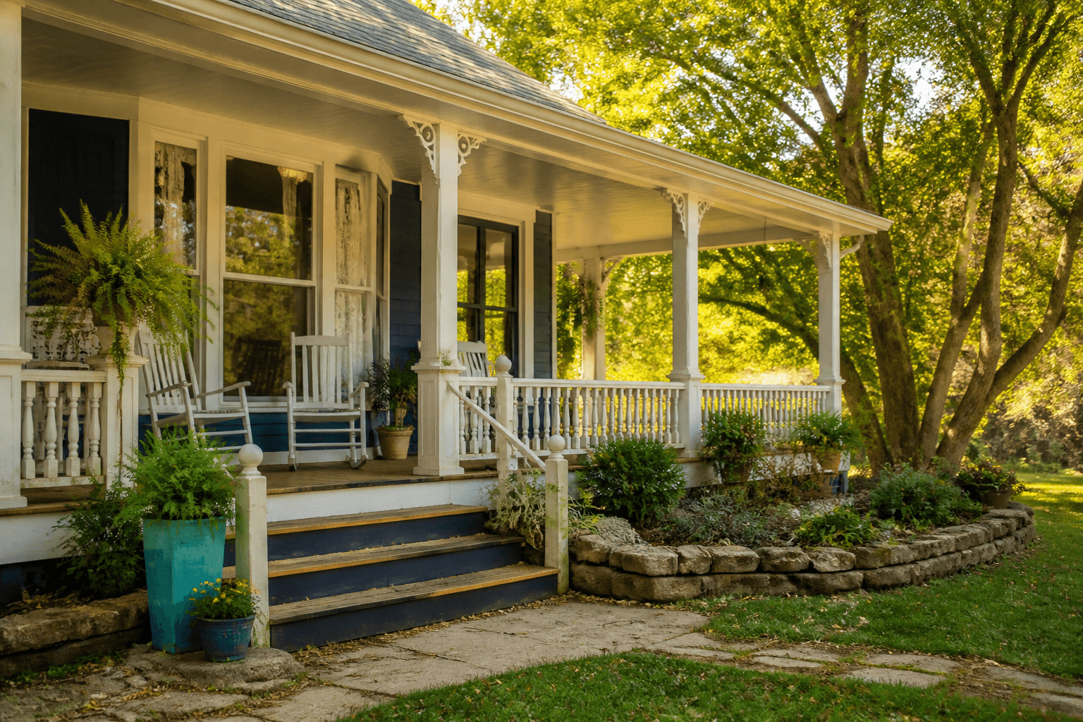 Character-filled older home with a tidy front porch
