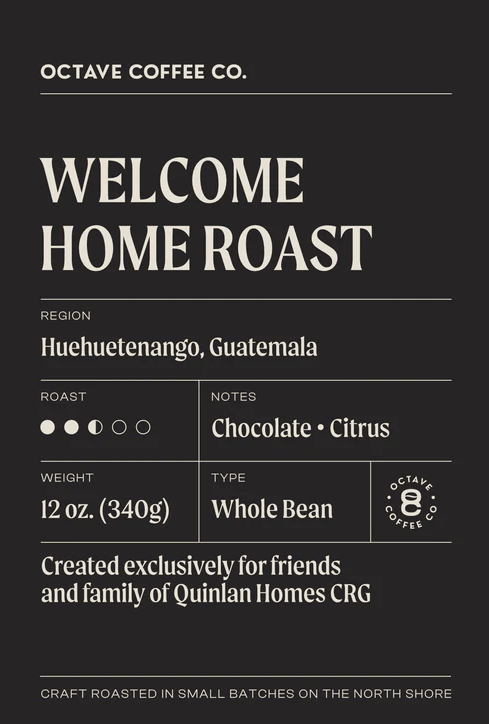 Welcome Home Roast label close-up