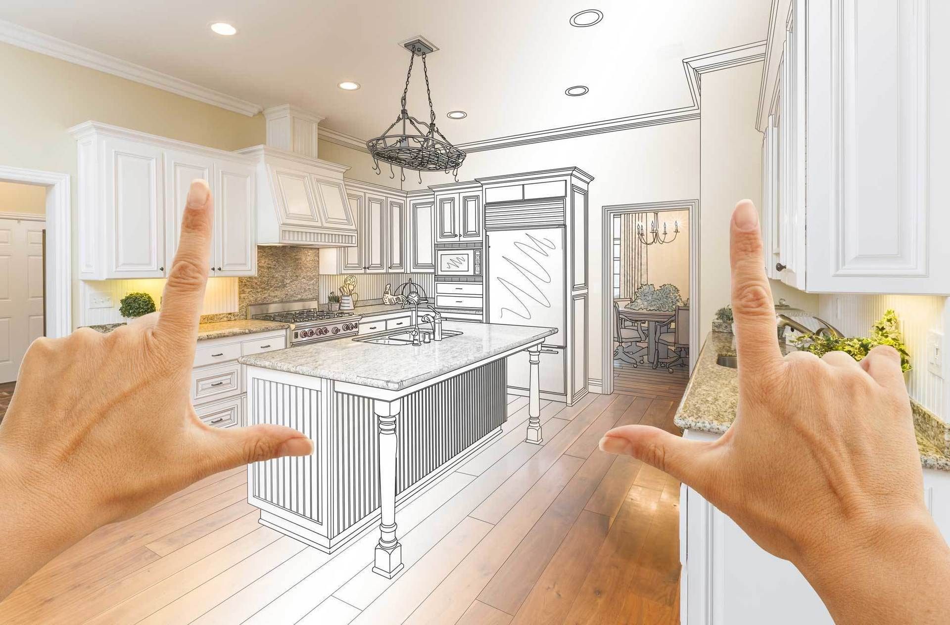 Someone planning out a kitchen renovation