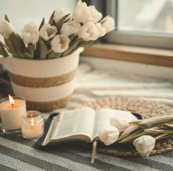 Bible and flowers