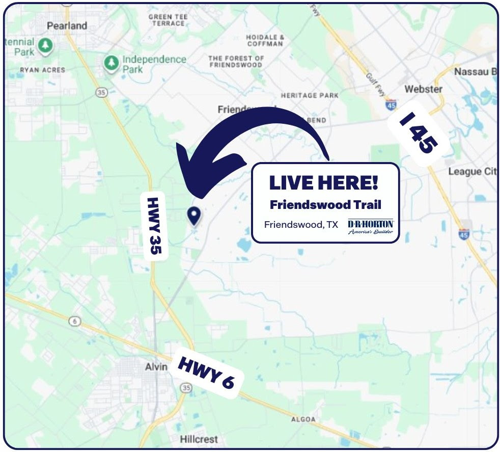 Map showing Friendswood Trail housing development location