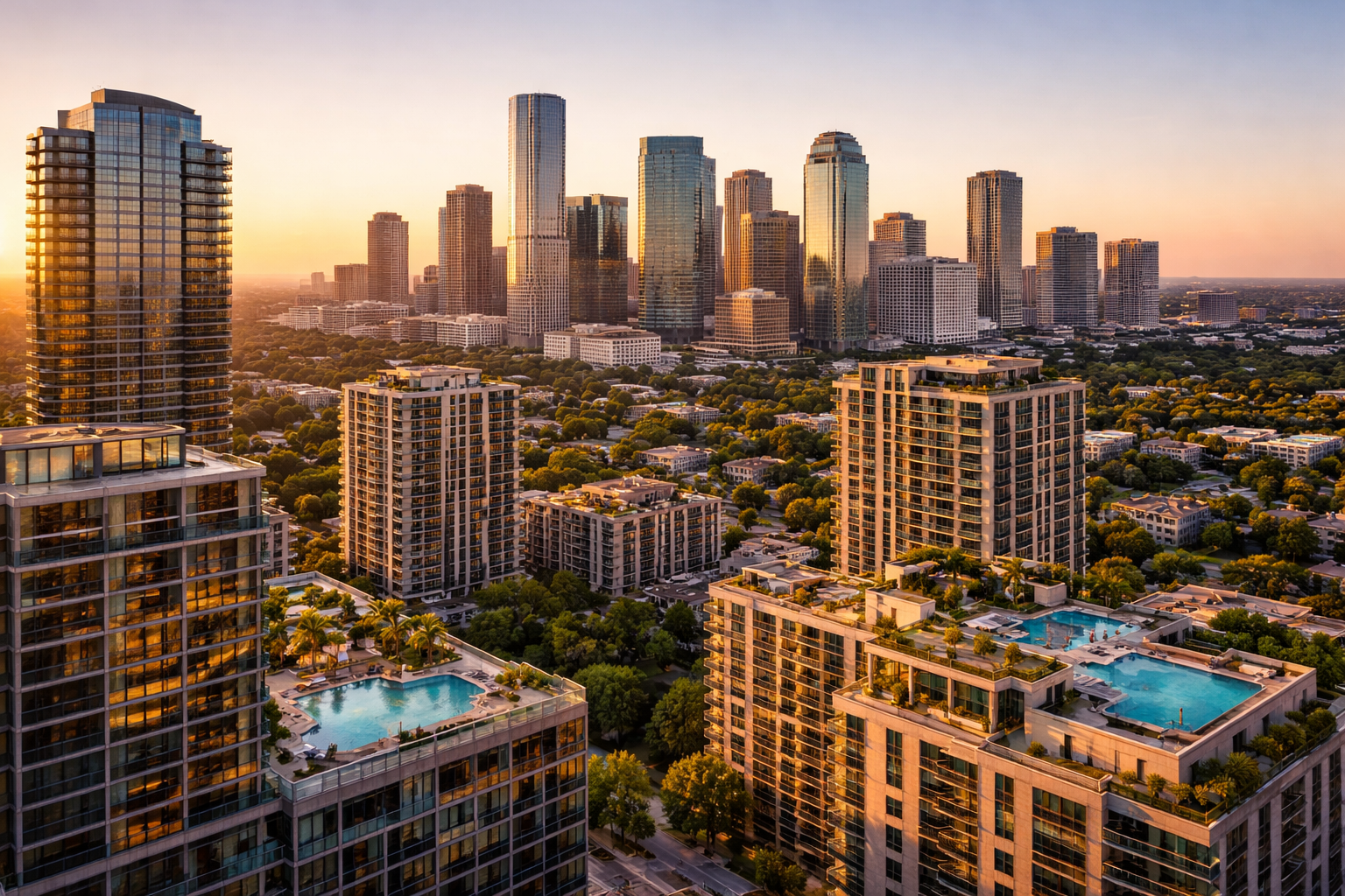 Explore Greater Uptown, TX,Houston luxury high-rises and upscale real estate with skyline views and homes for sale.