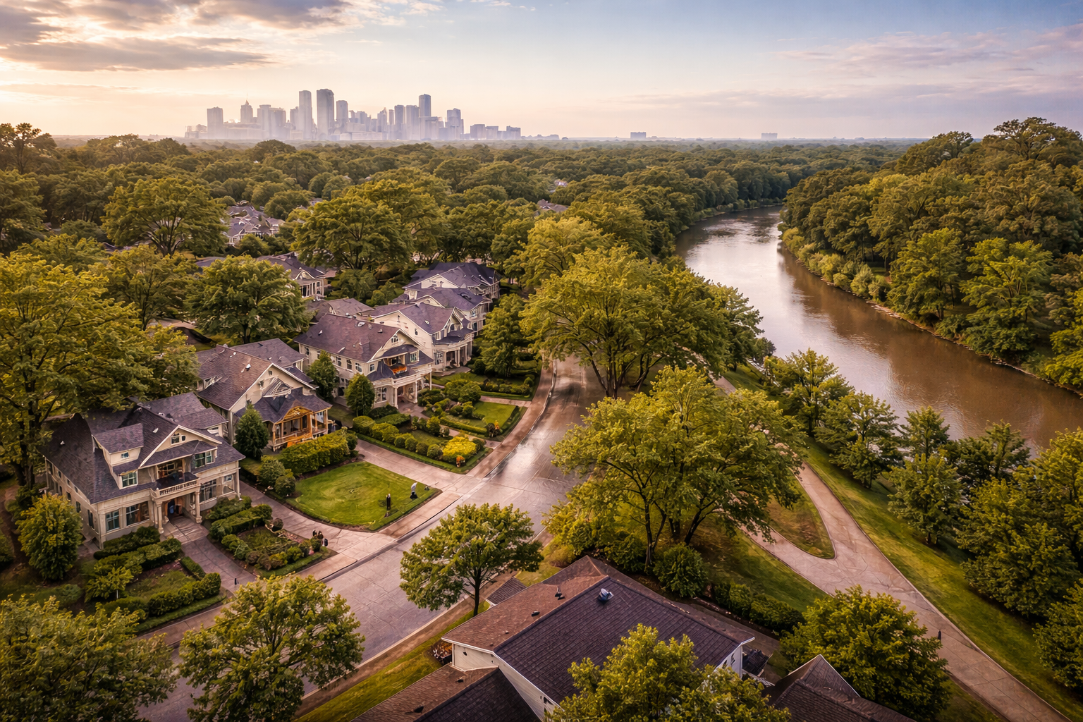 Crestwood / Glen Cove, TX, Houston homes for sale near Buffalo Bayou with tree-lined streets and waterfront real estate views.