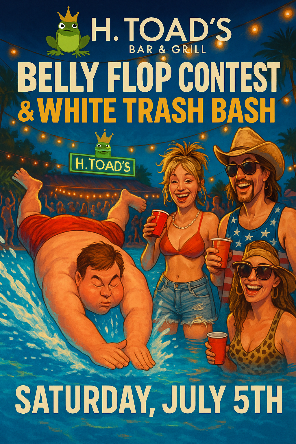 Belly Flop Contest & White Trash Bash at H. Toad’s