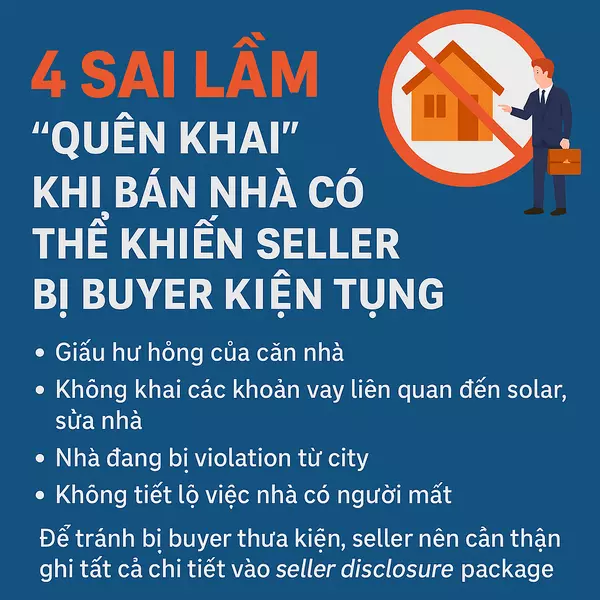 4 Sai Lầm "Quên Khai" Khi Bán Nhà Có Thể Khiến Seller Bị Buyer Kiện Tụng
