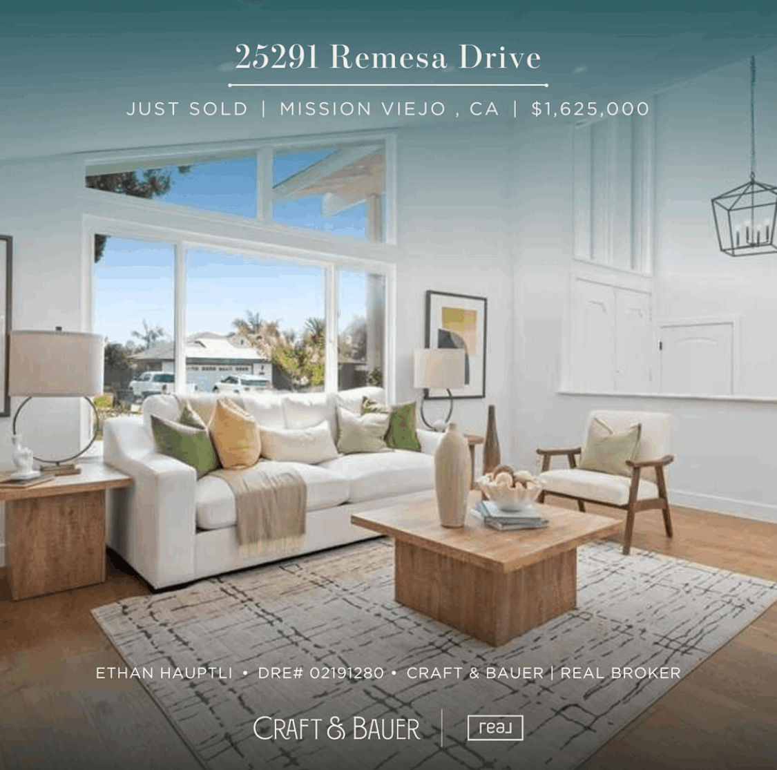 Vaulted living room at 25291 Remesa Drive, Mission Viejo, listed and sold by Ethan Hauptli