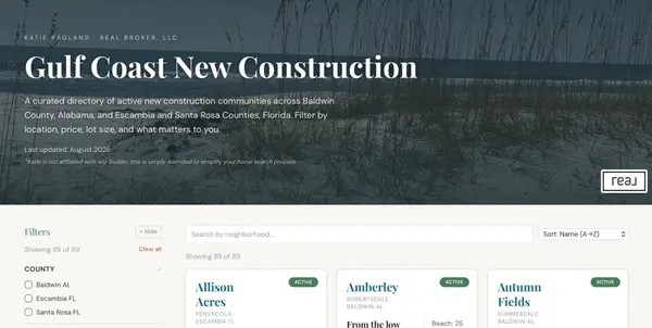 New Construction Homes in Baldwin County, AL and the Florida Panhandle: How to Compare Communities in One Place